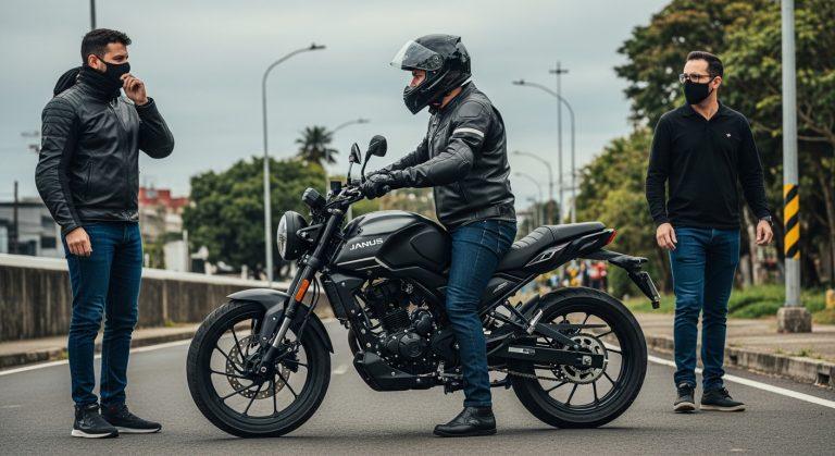 Janus motorcycle in a Brazilian urban street scene