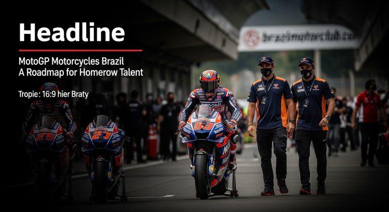MotoGP rider on a Brazilian track at sunset.