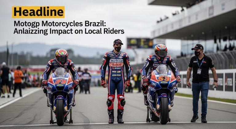 Brazilian motorcycle club members at a rally with MotoGP branding and national colors.