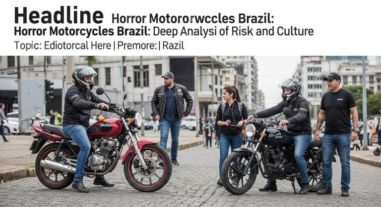 Brazilian urban street scene with motorcycles at dusk.