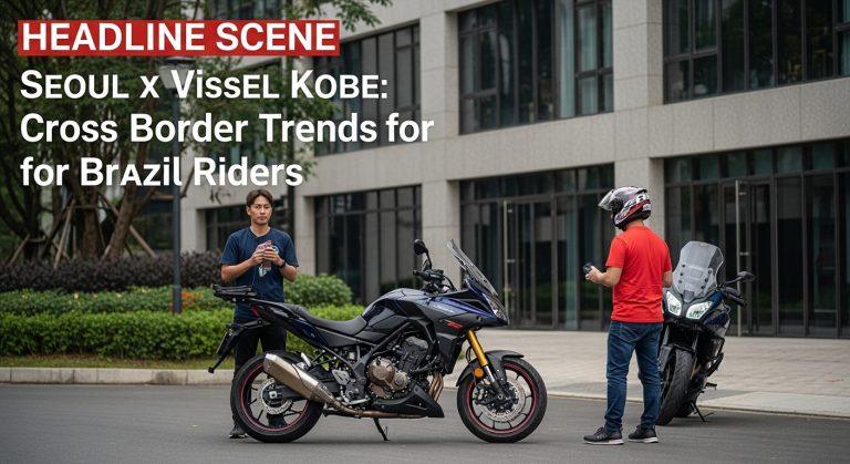 Brazilian motorcyclist observing cross-border branding concepts at a stadium setting